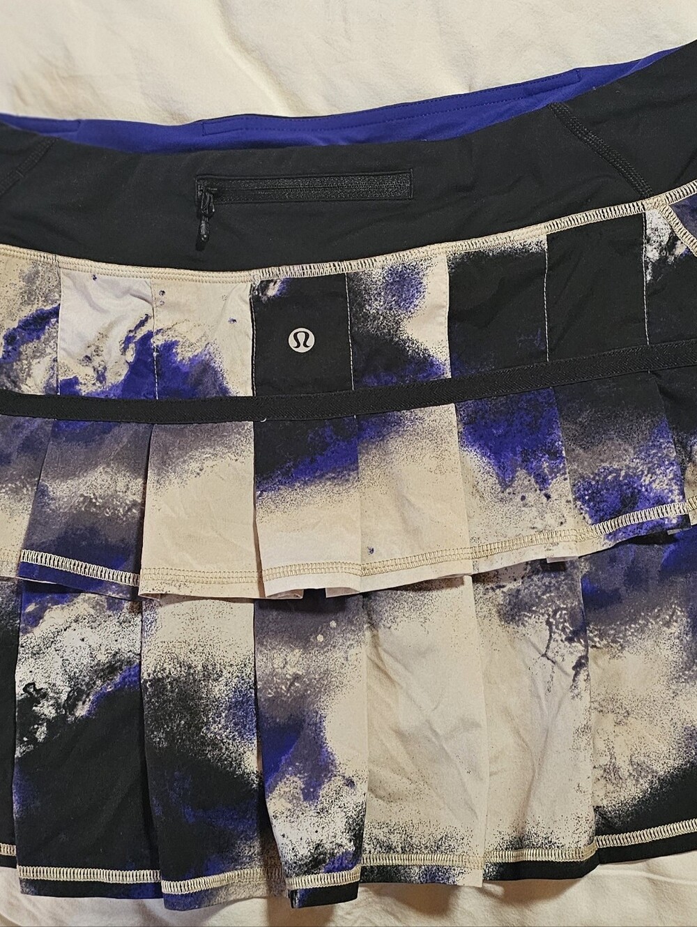 lululemon Pace Setter, 10 Tall, Athletic Skort - Black, White, Grey & Blue